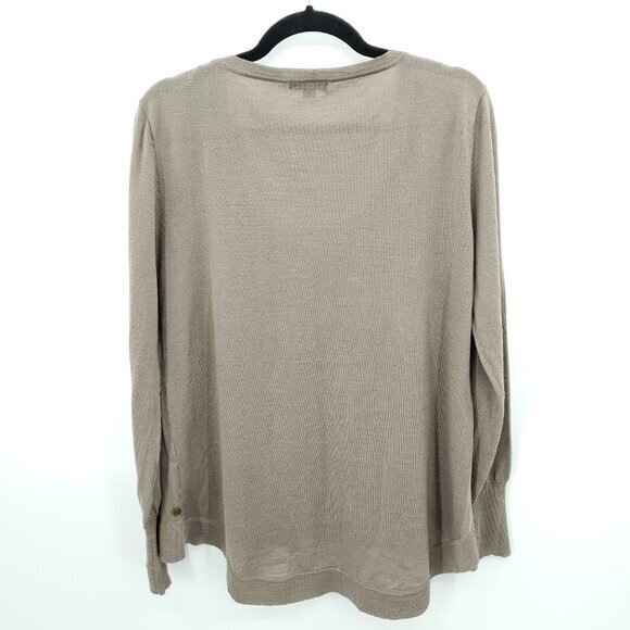 Emu Australia 100% Merino Wool Lightweight Scoop Neck Sweater Top L Tan - Picture 10 of 15